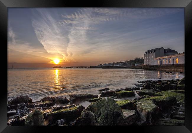 swanage bay dorset Framed Print by Tony Bates