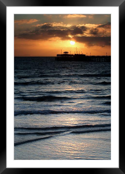 Pier Silhouette Framed Mounted Print by Tony Bates