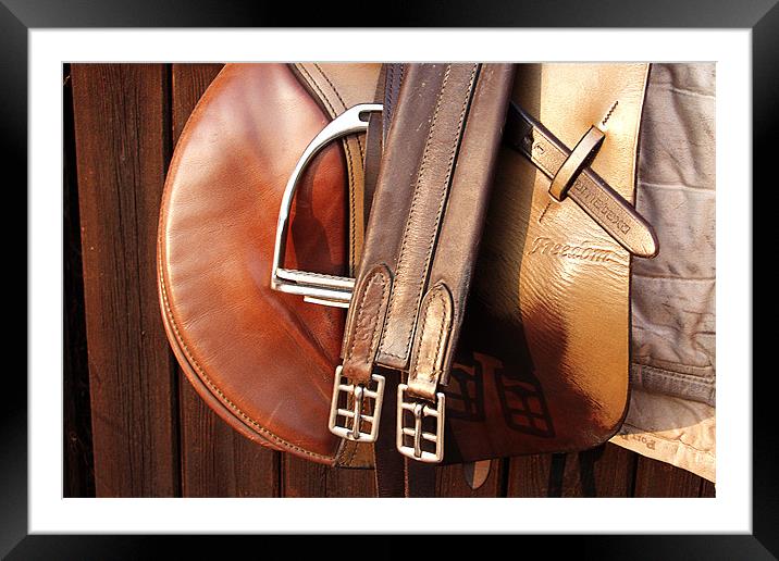 Leather Saddle Framed Mounted Print by Tony Bates
