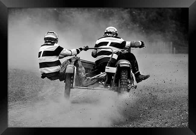 Sidecar scramble racing B&W version Framed Print by Tony Bates