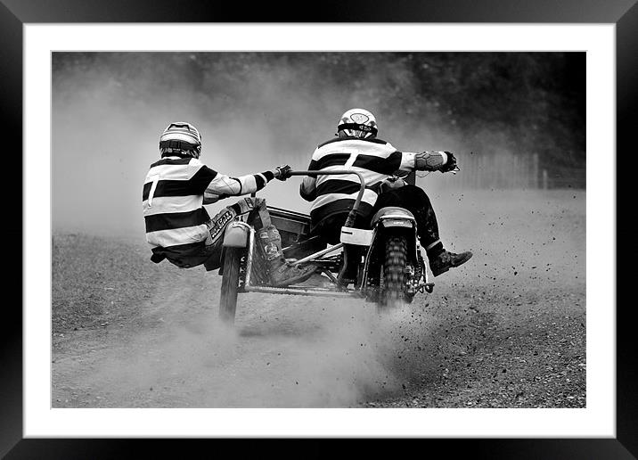 Sidecar scramble racing B&W version Framed Mounted Print by Tony Bates
