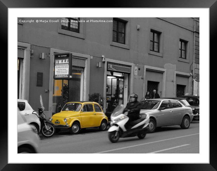 Yellow mini in Rome Framed Mounted Print by Marja Ozwell