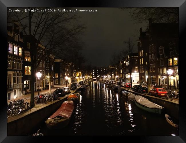 Amsterdam at night Framed Print by Marja Ozwell