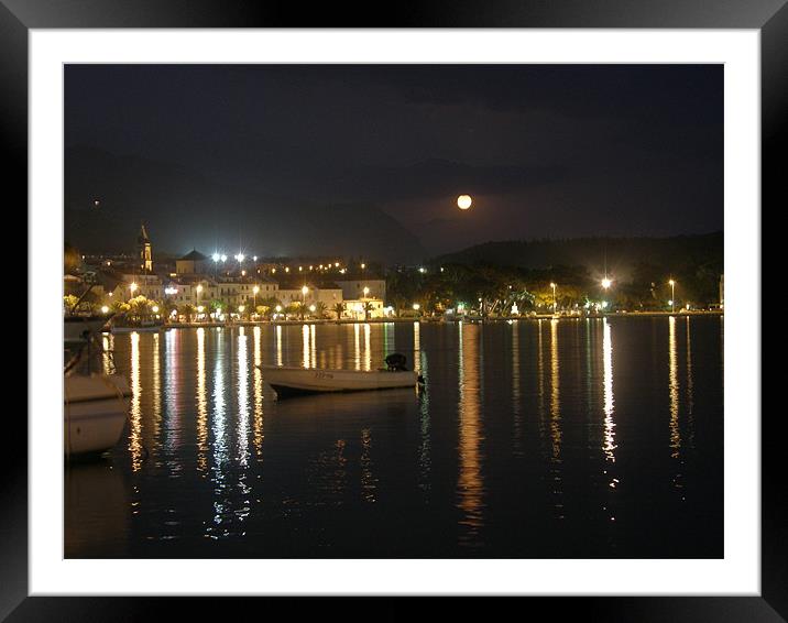 Moonlit town Framed Mounted Print by Marja Ozwell