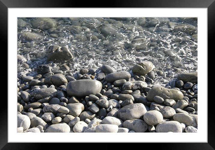 Pebbles beach Framed Mounted Print by Marja Ozwell