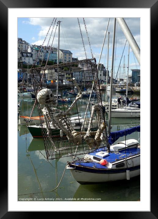 Brixham Harbour skeleton Framed Mounted Print by Lucy Antony