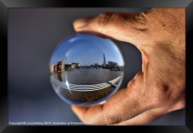 The Shard through a crystal ball Framed Print by Lucy Antony