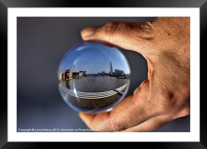The Shard through a crystal ball Framed Mounted Print by Lucy Antony