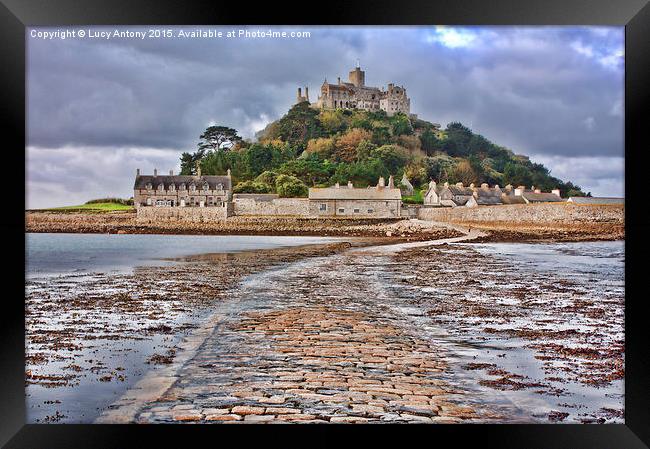 Causeway to St Michaels Mount Framed Print by Lucy Antony