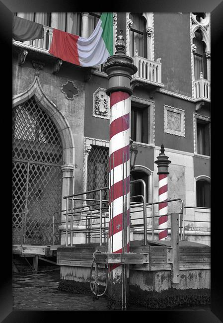Italian Flag on the Grand Canal, Venice Framed Print by Lucy Antony