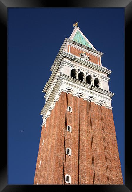 Campanile and moon Framed Print by Lucy Antony