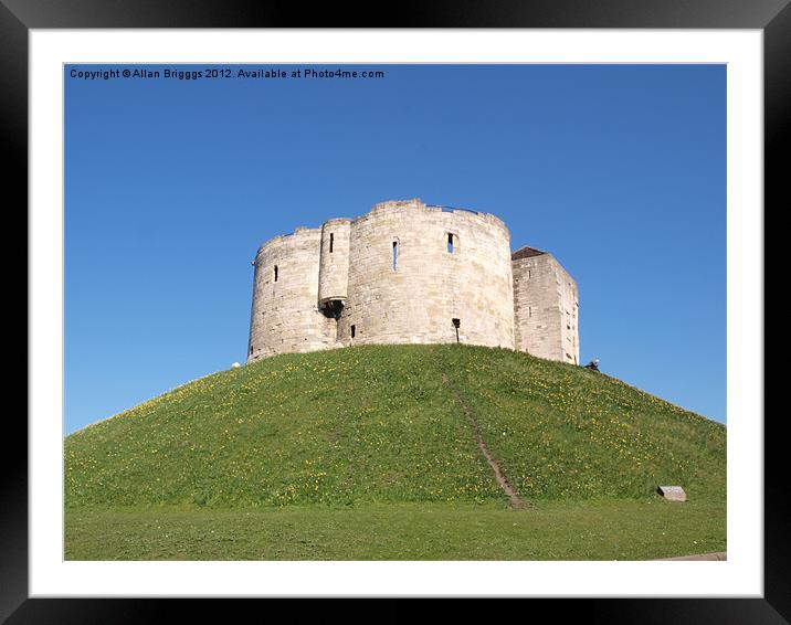 Cliffords Tower York with blue sky Framed Mounted Print by Allan Briggs