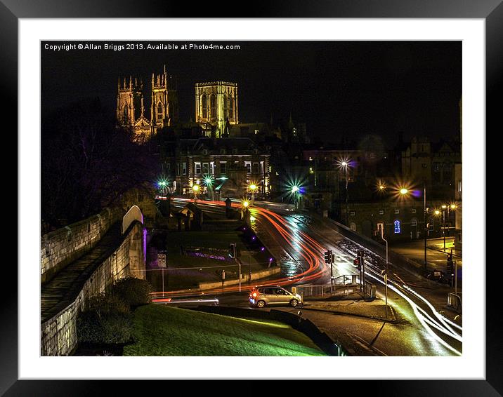 York Minster & Bar Walls at Night Framed Mounted Print by Allan Briggs