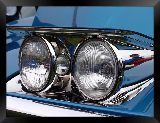 Blue Corvette twin headlight Framed Print by Allan Briggs