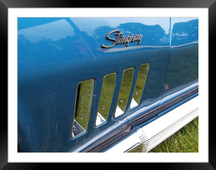 Blue Corvette Stingray side grill Framed Mounted Print by Allan Briggs