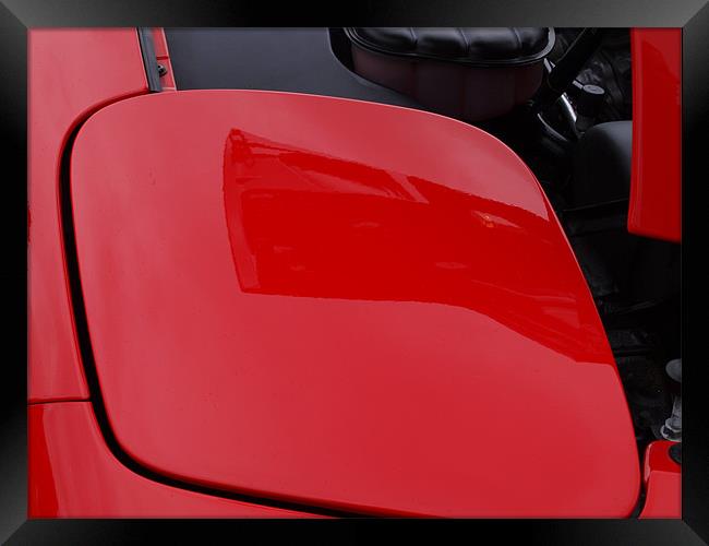 Red Corvette headlight cover bonnet reflected Framed Print by Allan Briggs