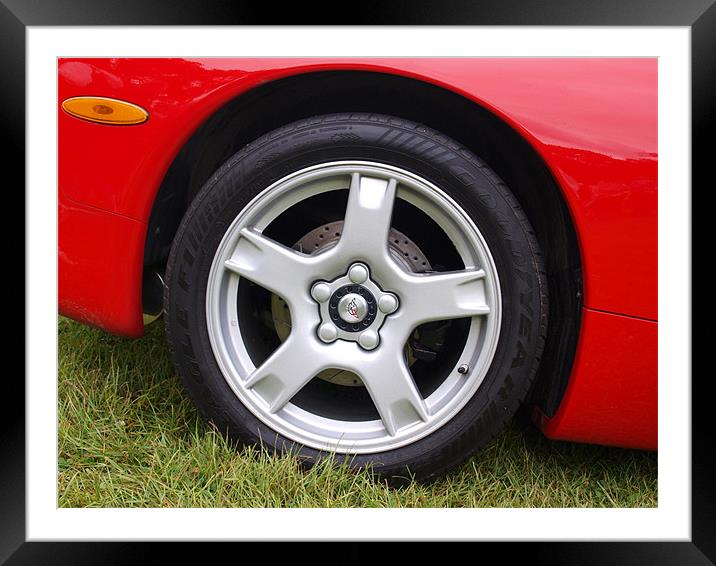 Red Corvette front wheel and wheel arch Framed Mounted Print by Allan Briggs