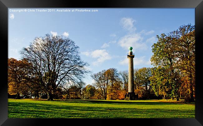 Bridgewater Monument in Autumn Framed Print by Chris Thaxter
