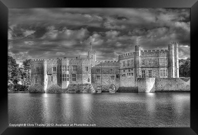 Leeds Castle in Black and White Framed Print by Chris Thaxter