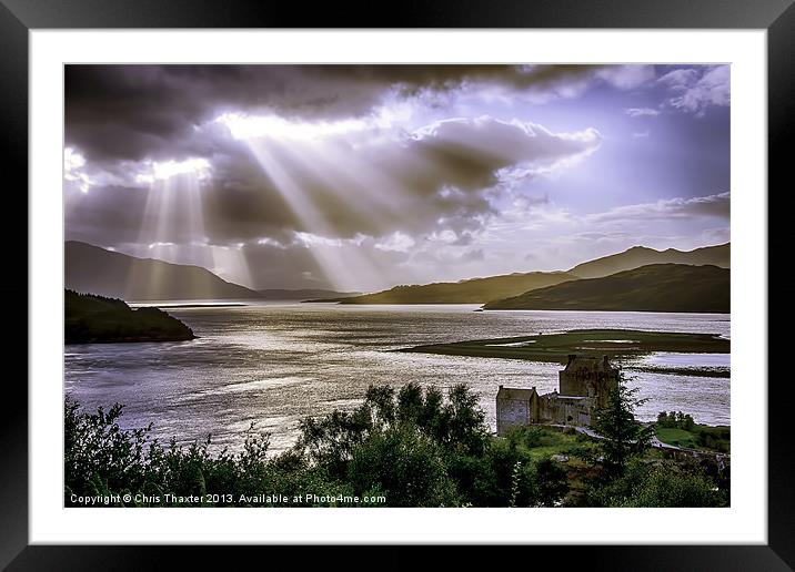 Sun Rays over Eilean Donan Castle Framed Mounted Print by Chris Thaxter