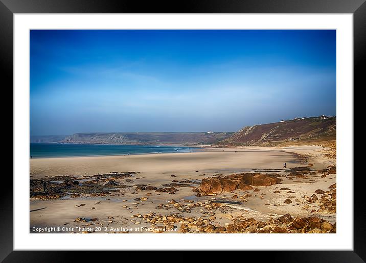 Low tide at Sennen Cove Framed Mounted Print by Chris Thaxter
