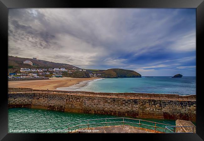 Portreath Harbour and Beach Framed Print by Chris Thaxter