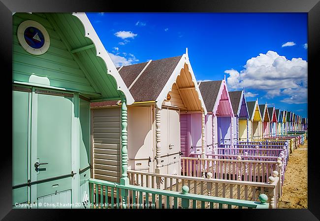 Pastel Beach Huts 3 Framed Print by Chris Thaxter