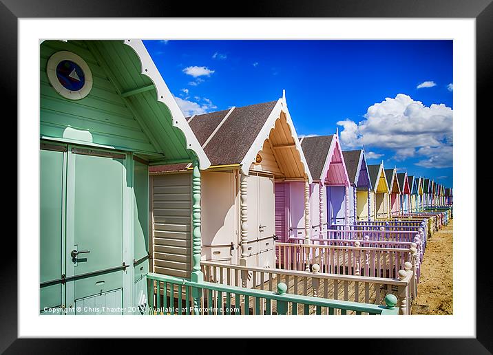 Pastel Beach Huts 3 Framed Mounted Print by Chris Thaxter