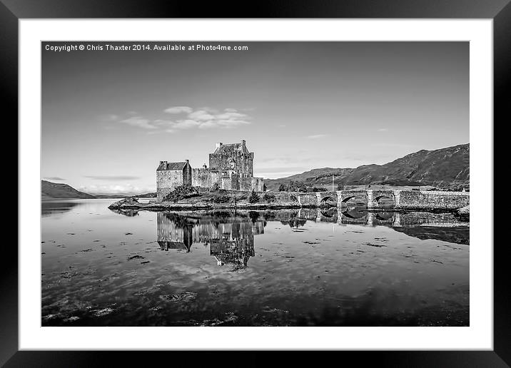 Eilean Donan Castle Black and White Framed Mounted Print by Chris Thaxter