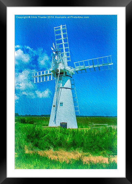  Thurne Dyke Mill Textured Framed Mounted Print by Chris Thaxter