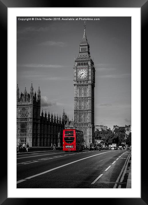Big Ben and London Bus Framed Mounted Print by Chris Thaxter