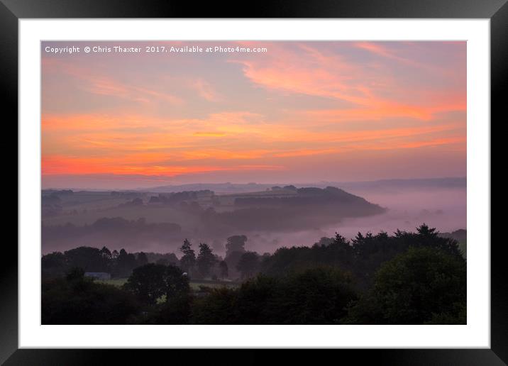 Taw Valley Misty Sunrise Framed Mounted Print by Chris Thaxter