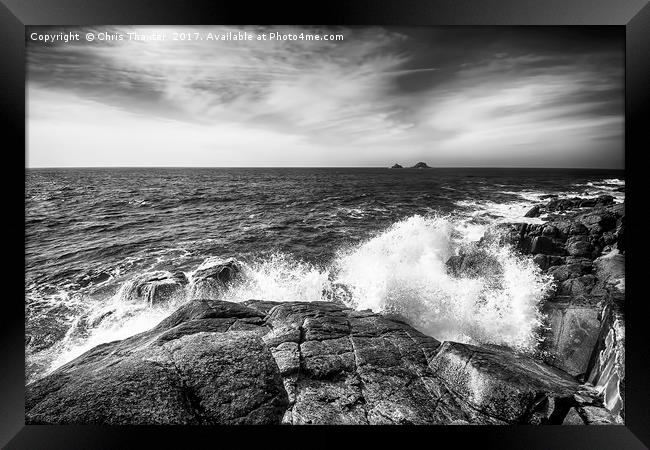 Cot Valley Porth Nanven Black and White Framed Print by Chris Thaxter