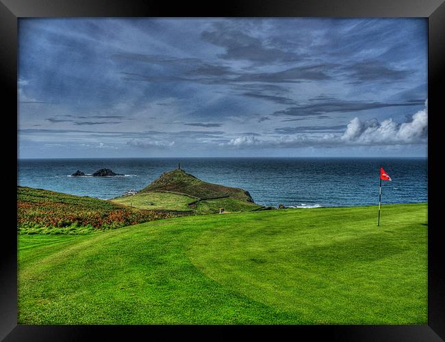 1st Green at Cape Cornwall Golf Club Framed Print by Chris Thaxter