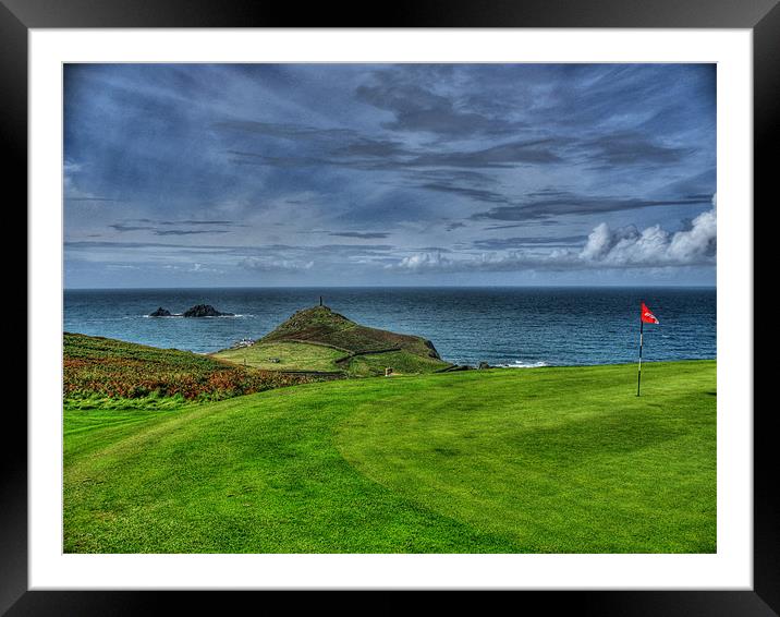 1st Green at Cape Cornwall Golf Club Framed Mounted Print by Chris Thaxter