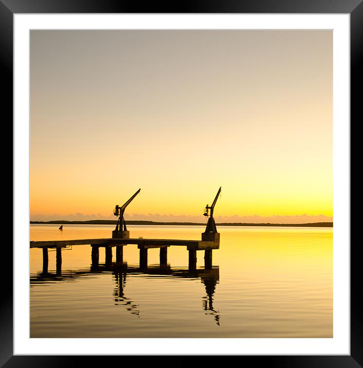 Sunrise at the boat dock Framed Mounted Print by Chris Thaxter
