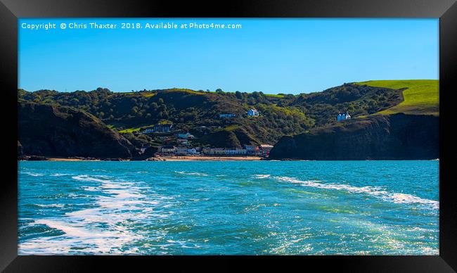 Llangrannog from The sea. Framed Print by Chris Thaxter
