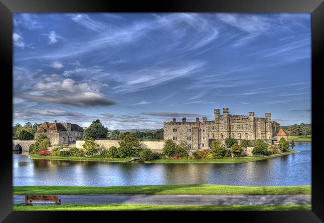 Leeds Castle bench view Framed Print by Chris Thaxter