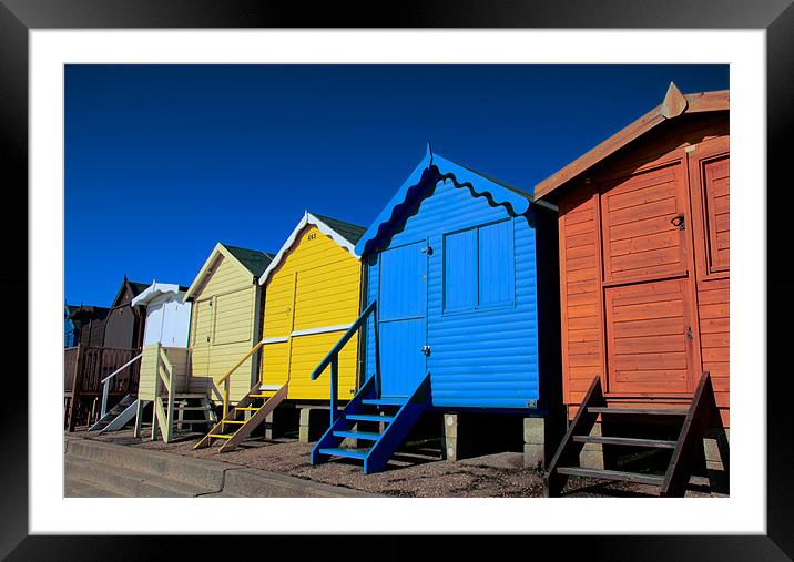 Beach Huts at Frinton Essex Framed Mounted Print by Chris Thaxter