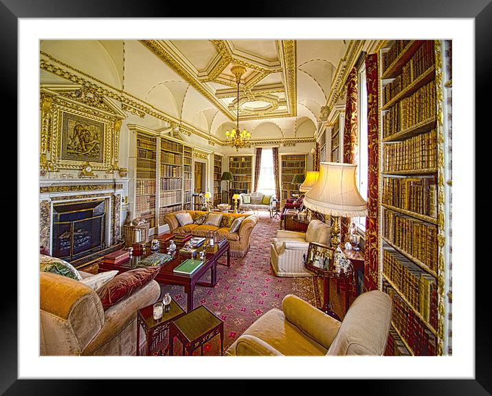 The Long Library  at Holkham Hall Framed Mounted Print by Chris Thaxter