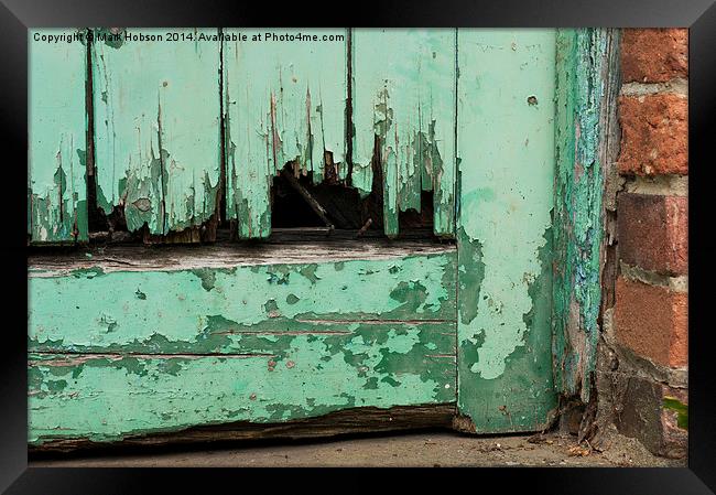 Faded Green Door Framed Print by Mark Hobson