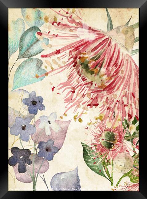 Vintage Floral Bloom Framed Print by Elaine Young