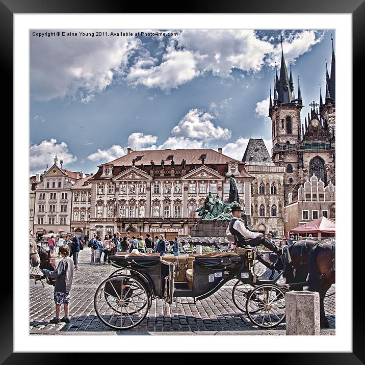 Prague - Wenceslas Square Framed Mounted Print by Elaine Young
