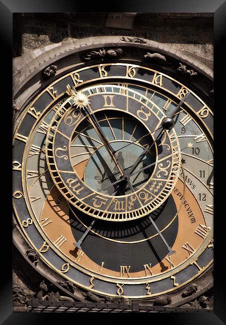 Prague - Clock Framed Print by Elaine Young