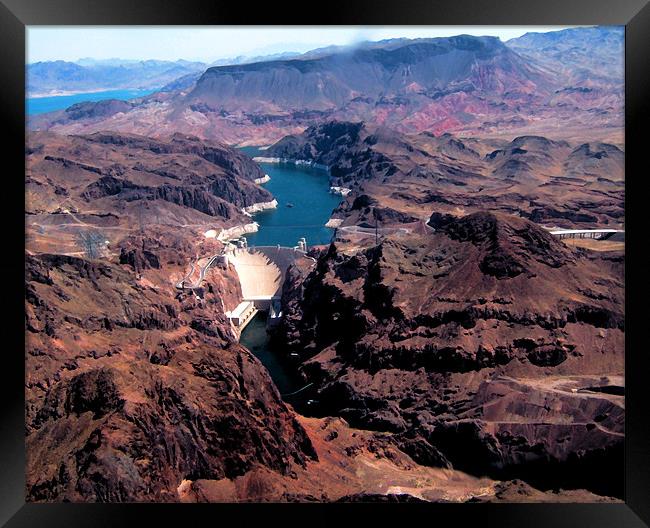 Hoover Dam Aerial View Framed Print by Elaine Young