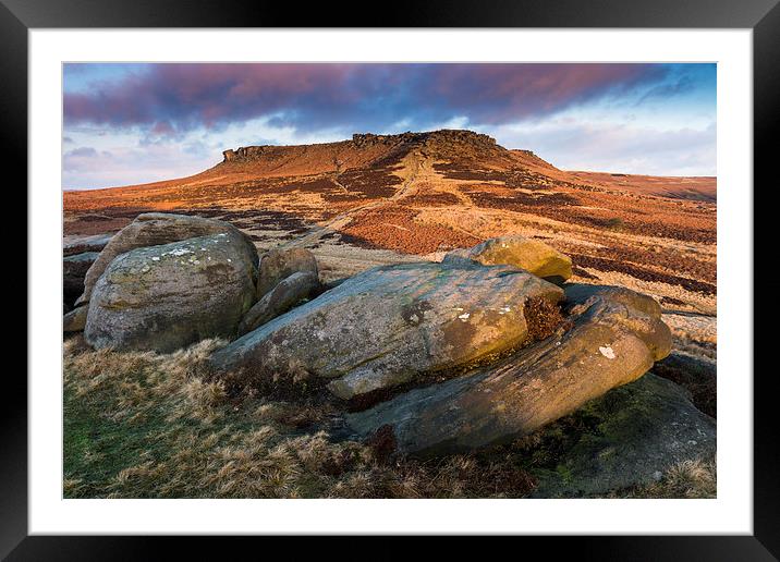  Carl Wark to Higger Tor Framed Mounted Print by James Grant