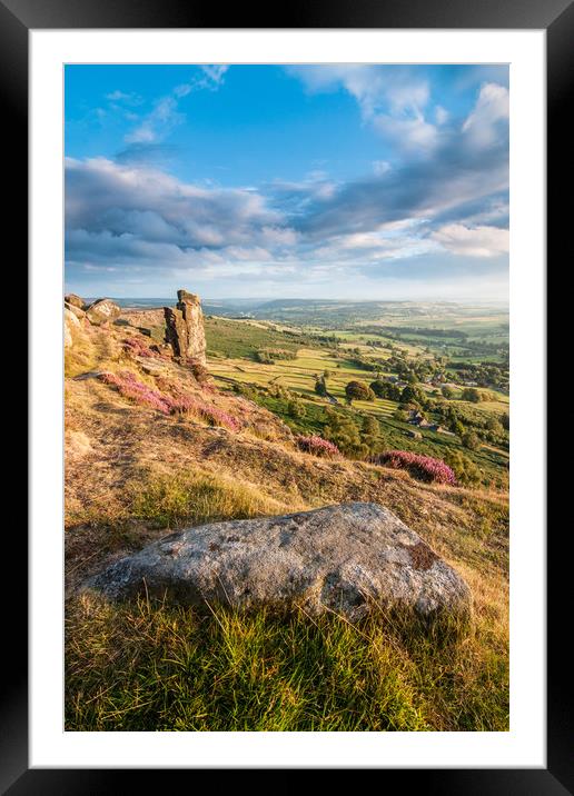 Curbar Edge Heather Framed Mounted Print by James Grant