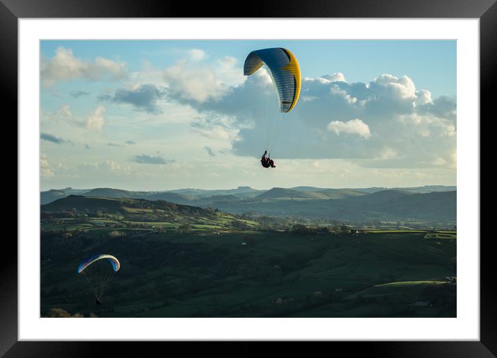 Paragliders over the Dove Valley Framed Mounted Print by James Grant