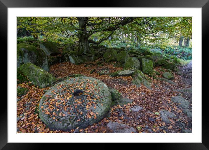 Padley Gorge Millstone Framed Mounted Print by James Grant