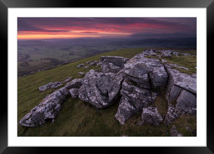 Wolfscote Hill Afterglow Framed Mounted Print by James Grant
